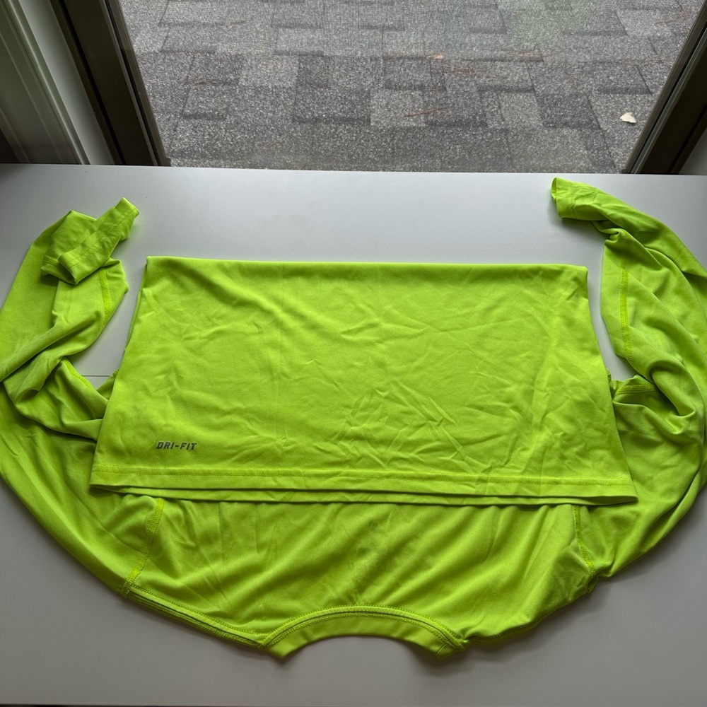 Mens Nike dri-fit long sleeve shirt neon yellow - Picture 5 of 12
